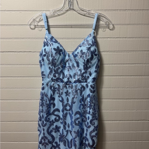 Elegant Blue Sequins Homecoming Dress - Picture 3 of 8